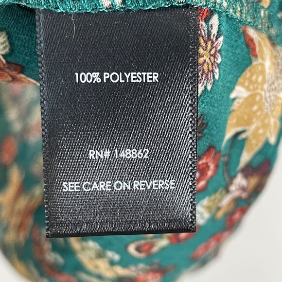 TORRID Plus 3X Green Floral Long Sleeve Blouse V Neck Tie Front Shirt Top - Picture 5 of 12